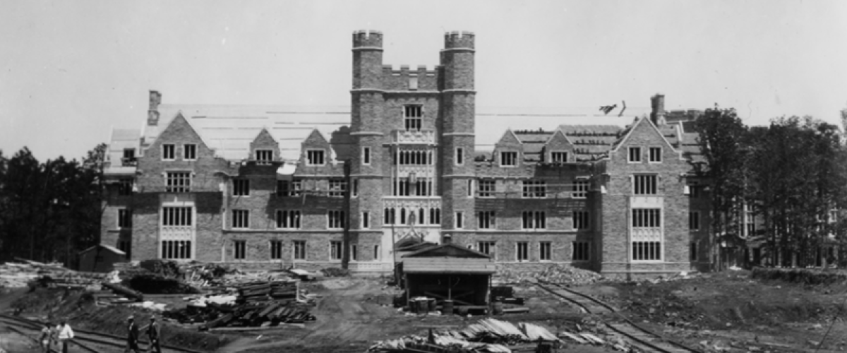 Davison building, the first home of the School of Medicine under construction in the 1930s